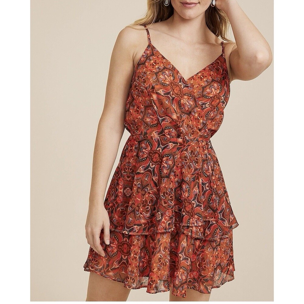 Maurices Women’s  Bare Floral Surplice Mini Dress Plus Size 2XL tiered ruffle